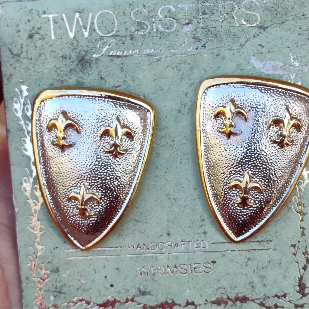 Vintage Two Sisters Fleur De LIS Earrings